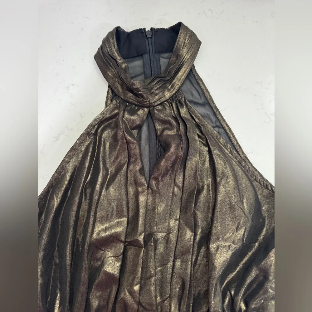 BCBGeneration Metallic Gold and Black Maxi Dress - Picture 4 of 11